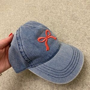 SHEIN Denim Cap with Orange Bow